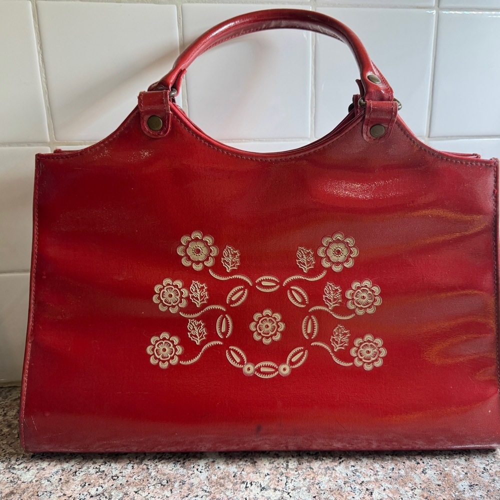Luxurious Red Tote with Gold Accents